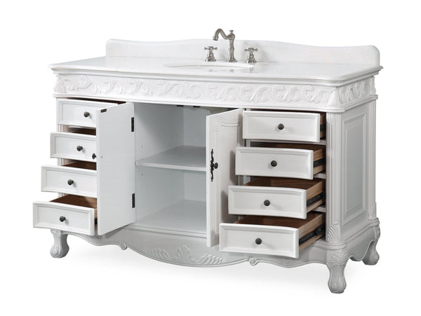 56" Antique White Traditional Style Single Sink Beckham Bathroom Vanity - SW-3882W-AW-56 - Bentoncollections