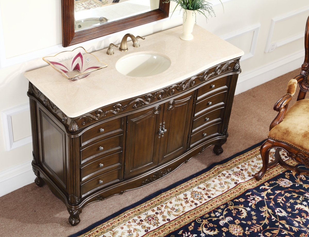 56" Beckham Bathroom Sink Vanity - Benton Collection # CF-3882M-TK-56 - Bentoncollections