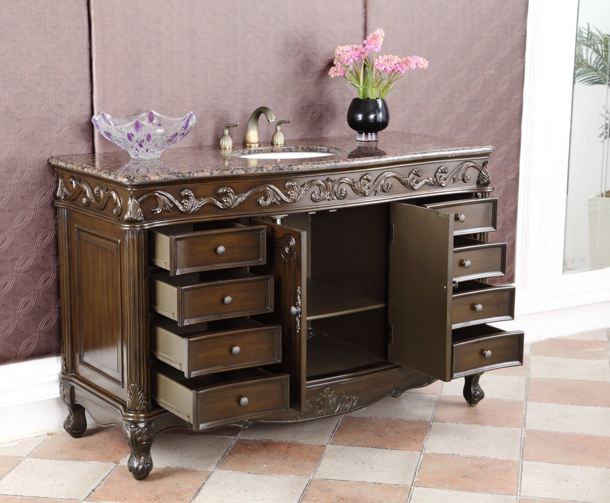 56" Beckham Bathroom Sink Vanity - Benton Collection CF-3882SB-TK-56 - Bentoncollections