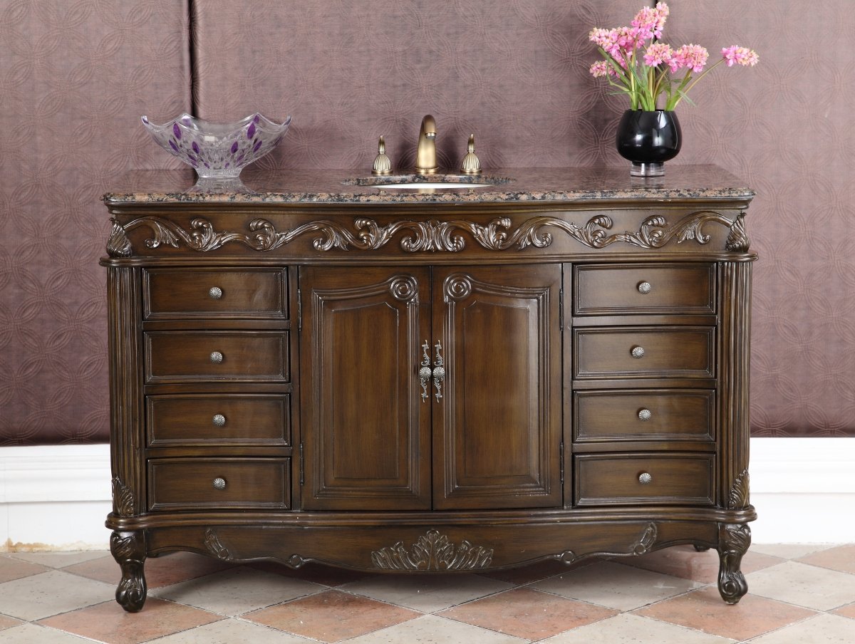 56" Beckham Bathroom Sink Vanity - Benton Collection CF-3882SB-TK-56 - Bentoncollections