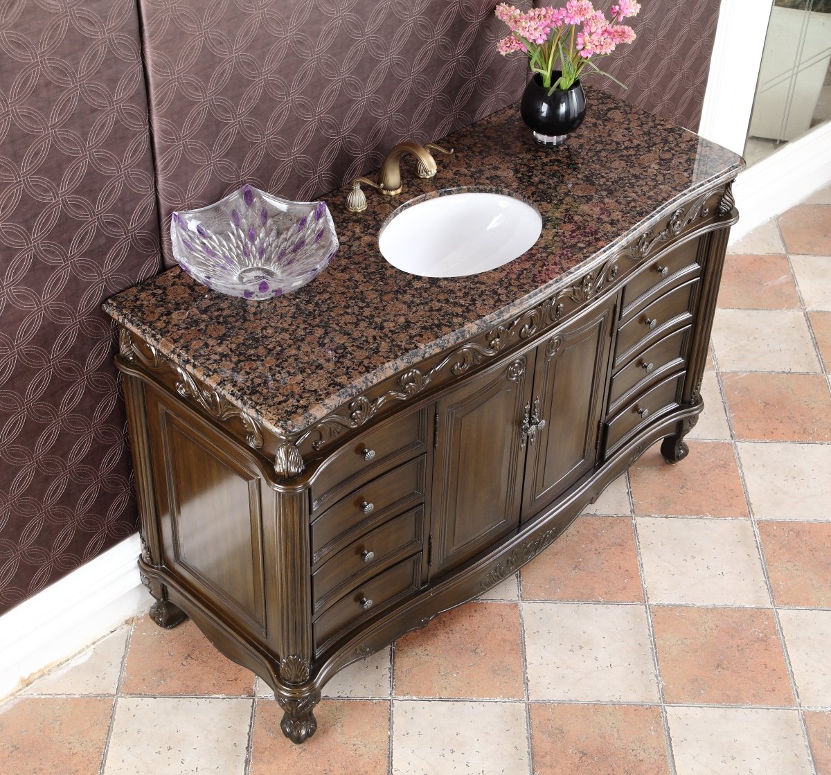 56" Beckham Bathroom Sink Vanity - Benton Collection CF-3882SB-TK-56 - Bentoncollections