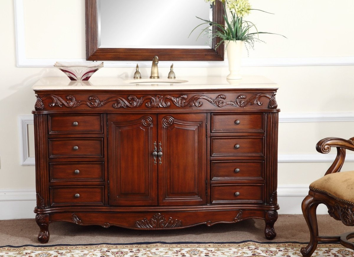 56" Beckham Bathroom Sink Vanity - Benton Collection # CF-3882W-TK-56 - Bentoncollections