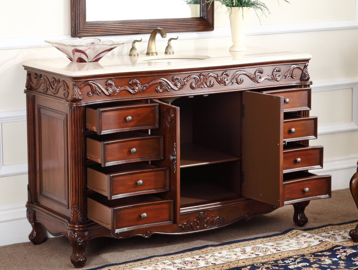 56" Beckham Bathroom Sink Vanity - Benton Collection # CF-3882W-TK-56 - Bentoncollections