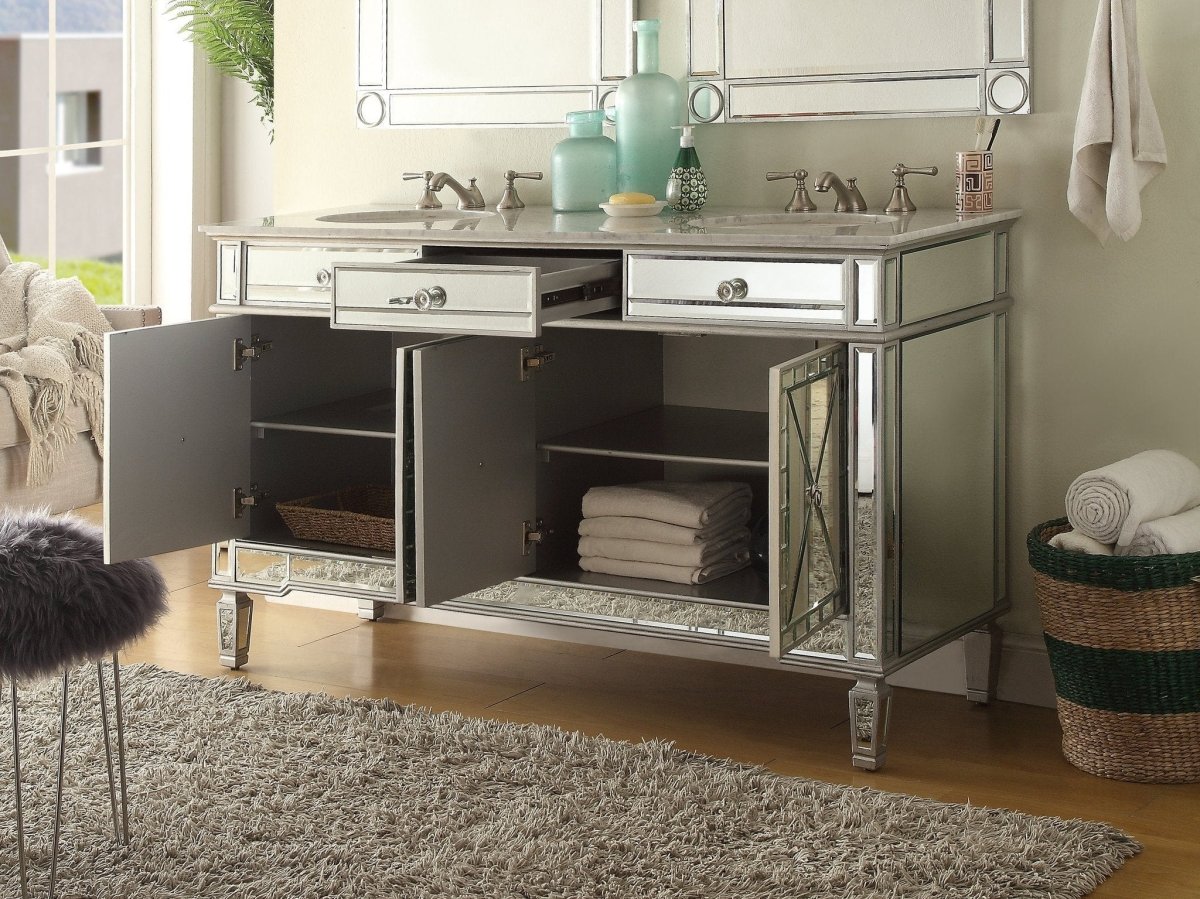 60” Ashlia Double Sink Vanity - Model # 7322Q60 - Bentoncollections