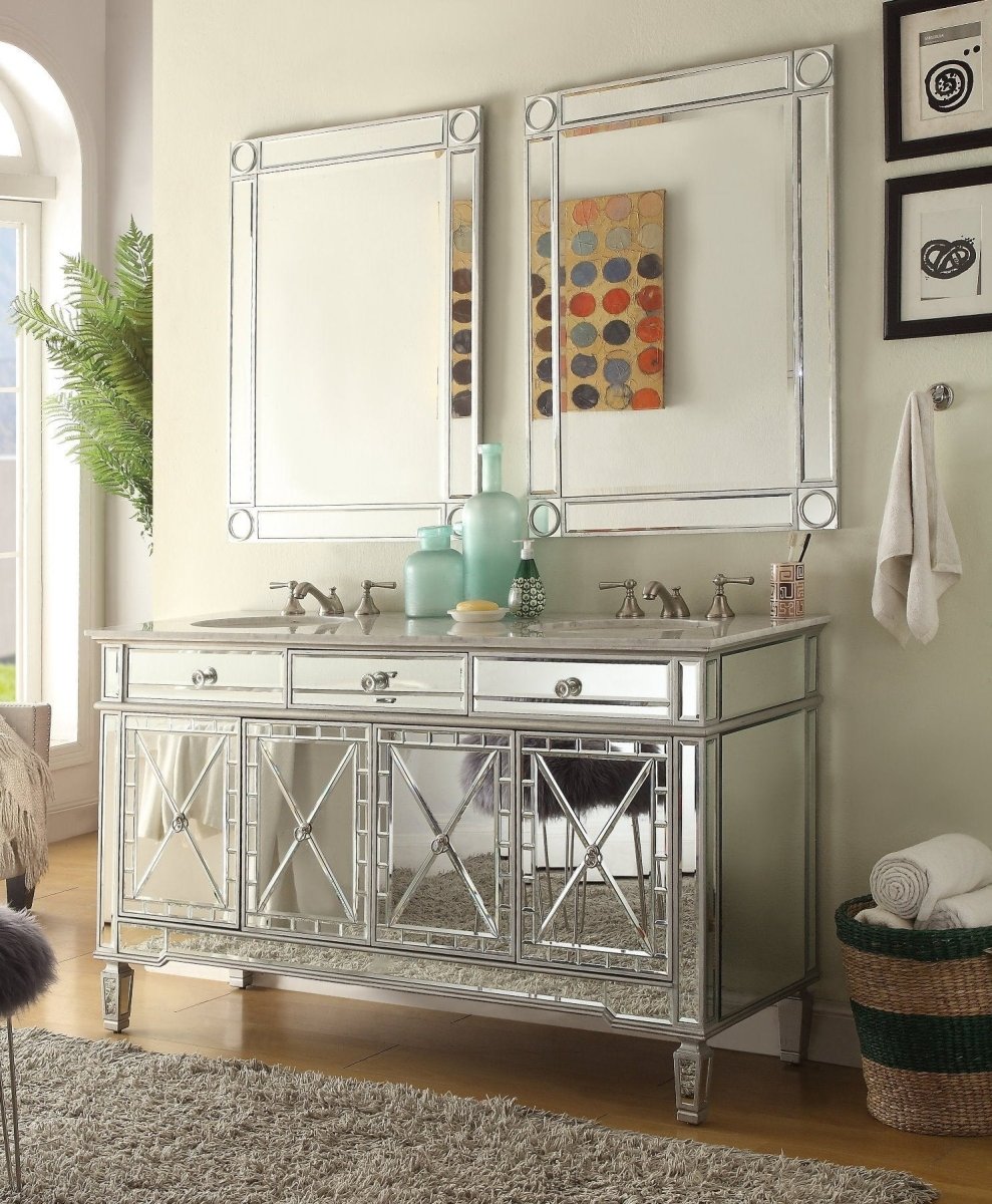60” Ashlia Double Sink Vanity - Model # 7322Q60 - Bentoncollections