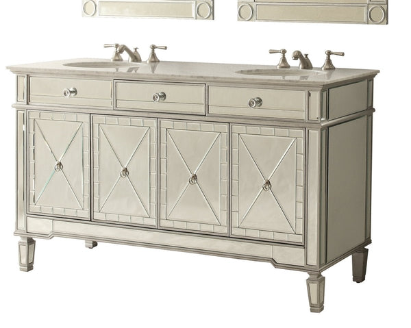 60” Ashlia Double Sink Vanity - Model # 7322Q60 - Bentoncollections