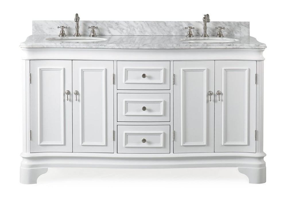 60" Double Sink Sesto White Bathroom Vanity - 2077W-RA