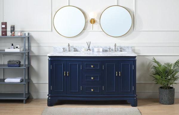 60" Benton Collection Sesto Navy Blue Bathroom Vanity - 2077NB-QT - Bentoncollections