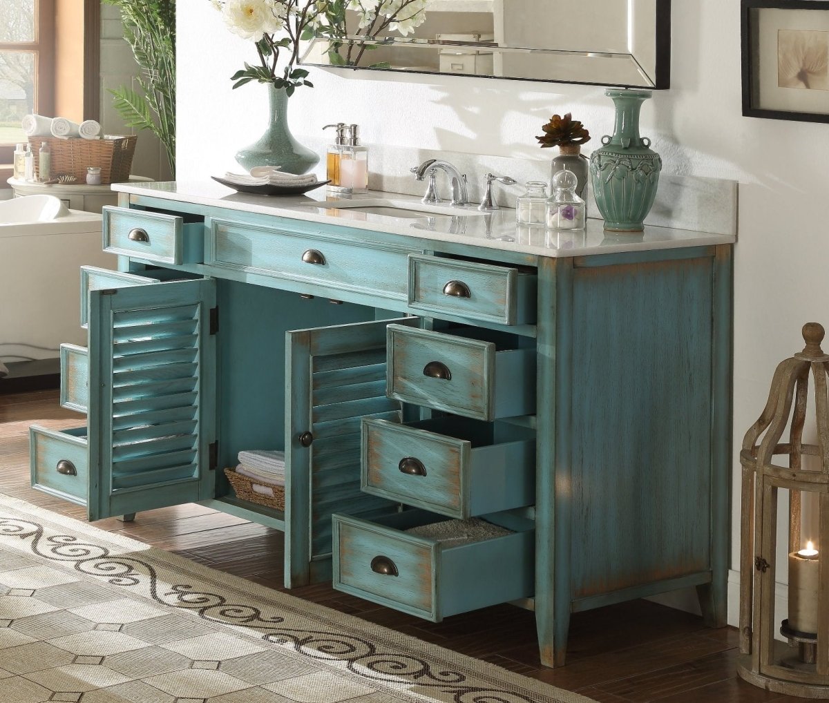 60" inch Benton Collection Abbeville Single Sink Vanity Model CF-66323-60BU - Bentoncollections