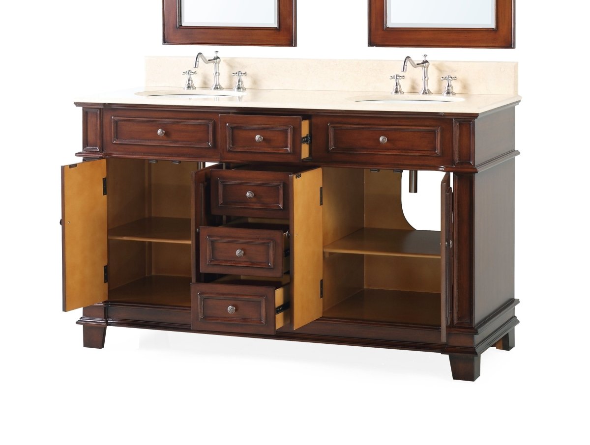 60" Sanford Double Sink Bathroom Vanity with Mirror - Model CF-3048M-60MIR - Bentoncollections