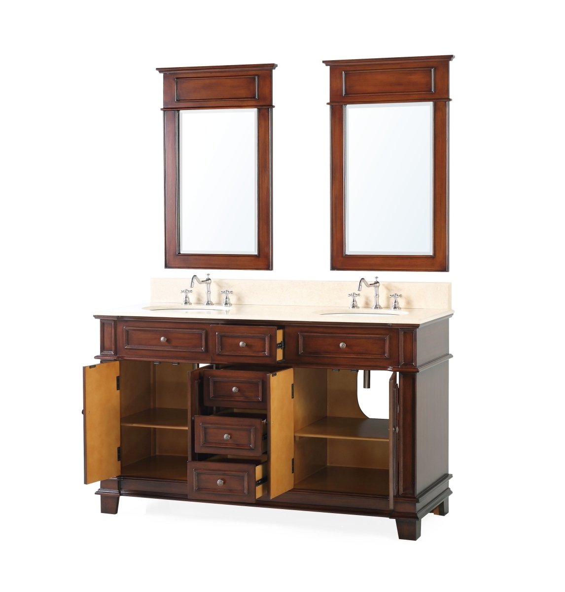60" Sanford Double Sink Bathroom Vanity with Mirror - Model CF-3048M-60MIR - Bentoncollections