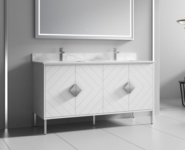 60" Tennant Brand Eileen Modern Style Double Sink Bathroom Vanity - AC-66WT60 - Bentoncollections