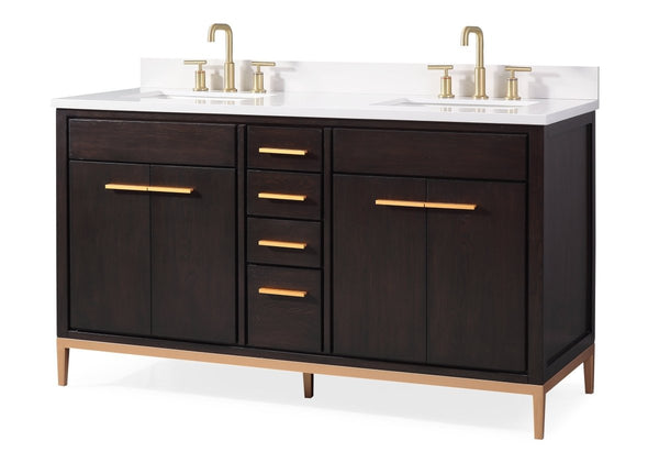 60" Tennant Brand Modern Style Beatrice Double Sink Bathroom Vanity - TB-9838-D60DK - Bentoncollections