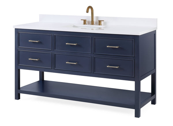 60" Tennant Brand Navy Blue Color Felton Bathroom Sink Vanity # 7440-NB60S - Bentoncollections
