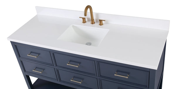 60" Tennant Brand Navy Blue Color Felton Bathroom Sink Vanity # 7440-NB60S - Bentoncollections