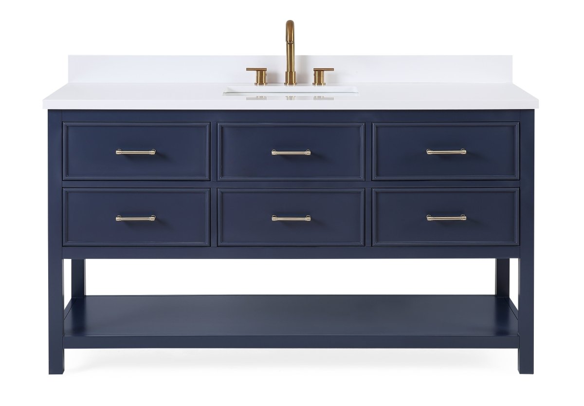 60" Tennant Brand Navy Blue Color Felton Bathroom Sink Vanity # 7440-NB60S - Bentoncollections