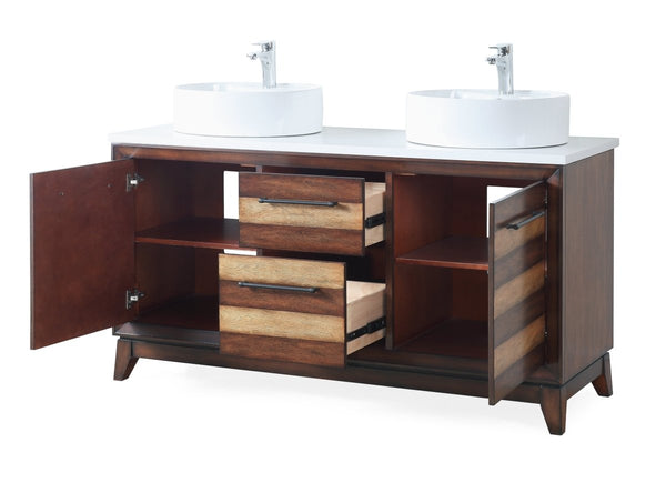 63" Tennant Brand Arturas double sinks Sink bathroom vanity - TB-9455-V63 - Light brown - Bentoncollections