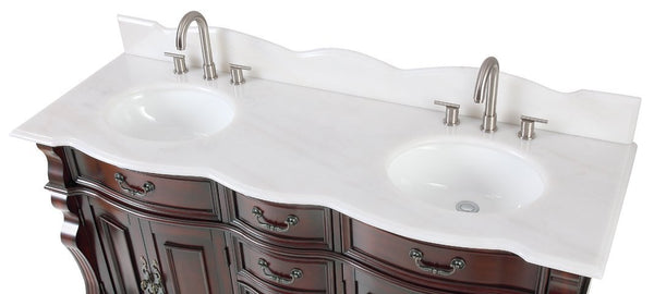 64" Traditional Style Cherry Wood Hopkinton Double Sink Bathroom Vanity GD-4438SB-64 - Bentoncollections
