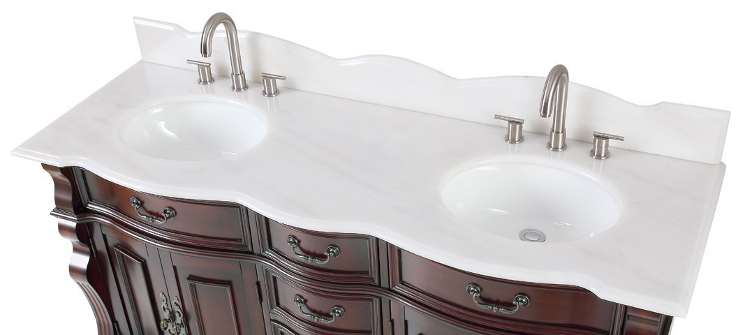 64" Traditional Style Cherry Wood Hopkinton Double Sink Bathroom Vanity GD-4438W-64 - Bentoncollections