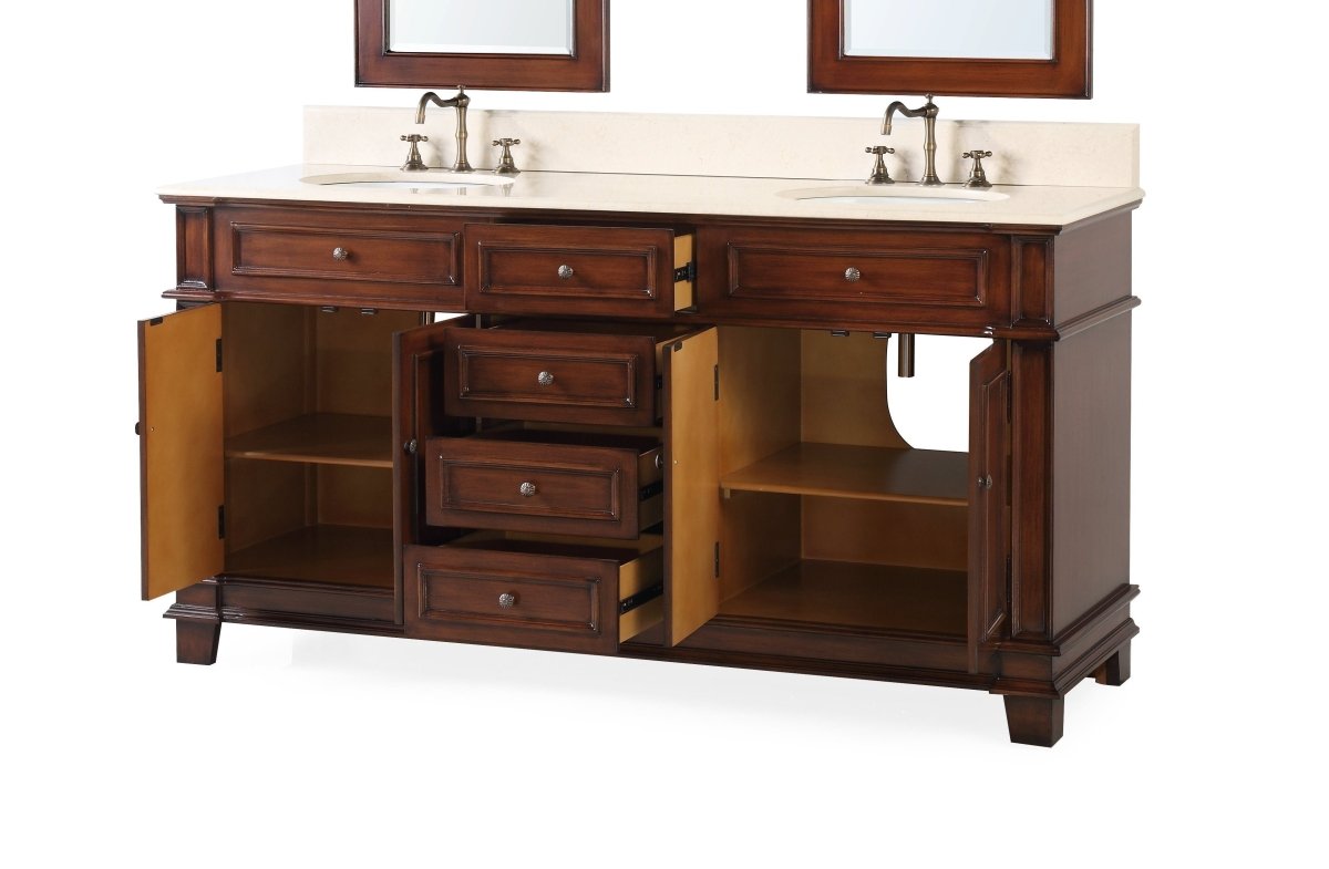 70" Sanford Double Sink Bathroom Vanity - Benton Collection Model CF-3048M-70 - Bentoncollections