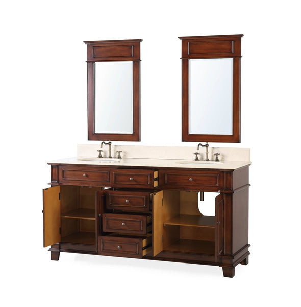 70"Sanford Double Sink Bathroom Vanity with Mirror - Benton Collection # CF-3048M-70MIR - Bentoncollections