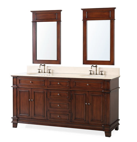 70"Sanford Double Sink Bathroom Vanity with Mirror - Benton Collection # CF-3048M-70MIR - Bentoncollections