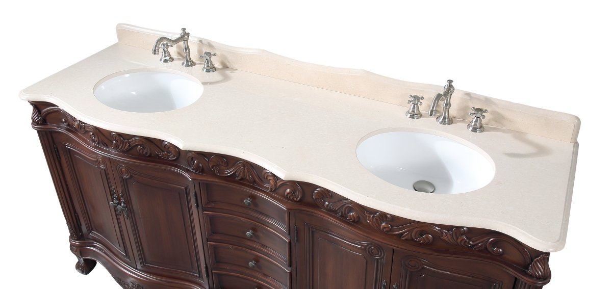 72" Traditional Style Brown Double Sink Beckham Bathroom Vanity - CF-3882M-TK-72 - Bentoncollections