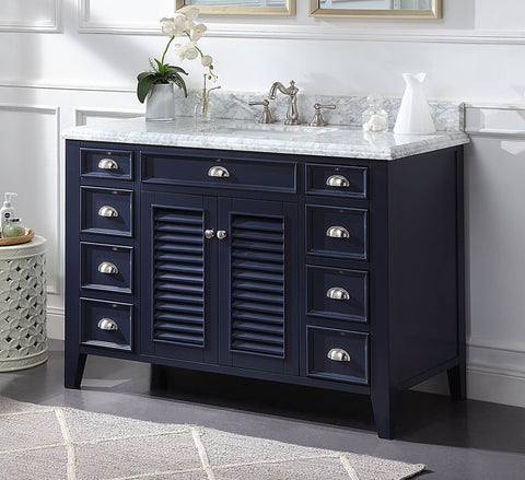50"  Shutter Blinds Kalani Single Sink Bathroom Sink Vanity - YR3028NB50