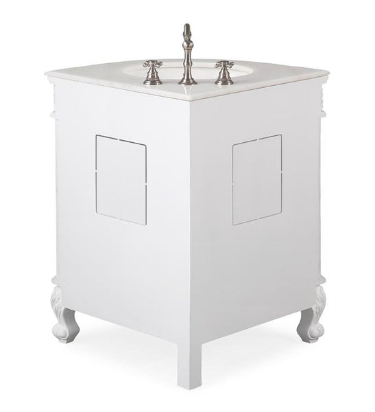 24" Classic Style White Marble Bayview Corner Sink Vanity Model # BC-030C