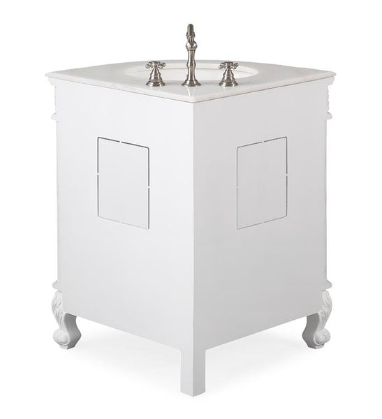 24 Inch Classic Style White Bayview Corner Bathroom Sink Vanity