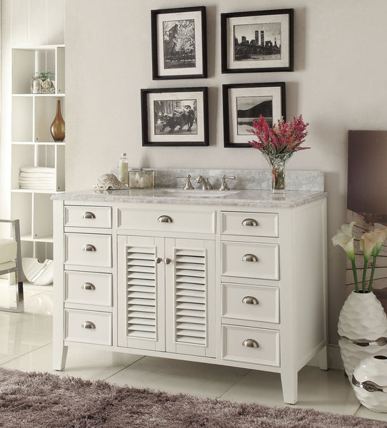 50" Kalani Sink Vanity with Italian Carrara Marble Countertop - 3028-Q50