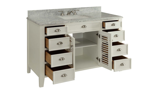 50" Kalani Sink Vanity with Italian Carrara Marble Countertop - 3028-Q50