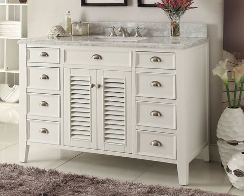 50" Kalani Sink Vanity with Italian Carrara Marble Countertop - 3028-Q50