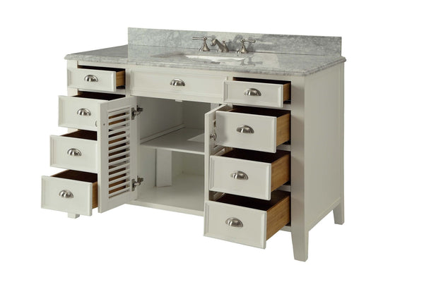 50" Kalani Sink Vanity with Italian Carrara Marble Countertop - 3028-Q50