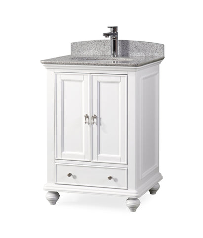25" Tennant Brand Gillian Powder Room White Bathroom Vanity 9805W