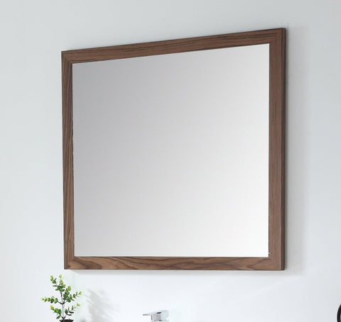 Colle American Walnut 34-inch Wall Mirror MIR-409NT-36 - Bentoncollections