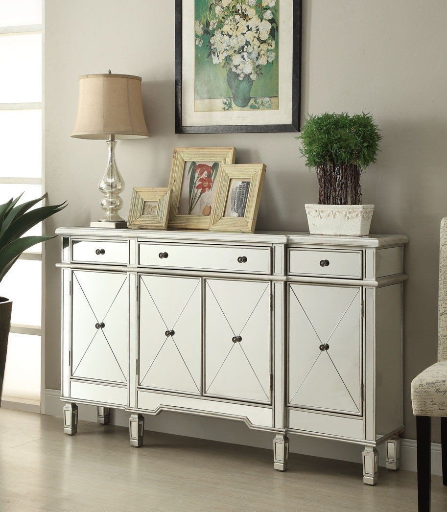 Mirrored Relection Andrea Hall Console DH-695 (Silver) - Bentoncollections