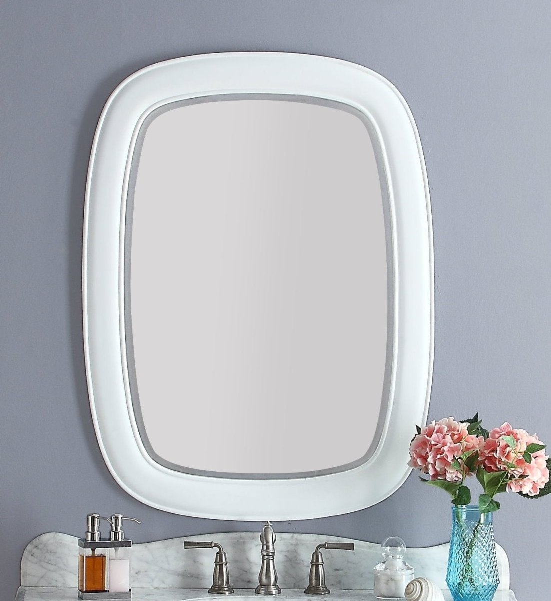 Sesto 40-inch Contemporary White Frame Wall Mirror MIR-1044 - Bentoncollections