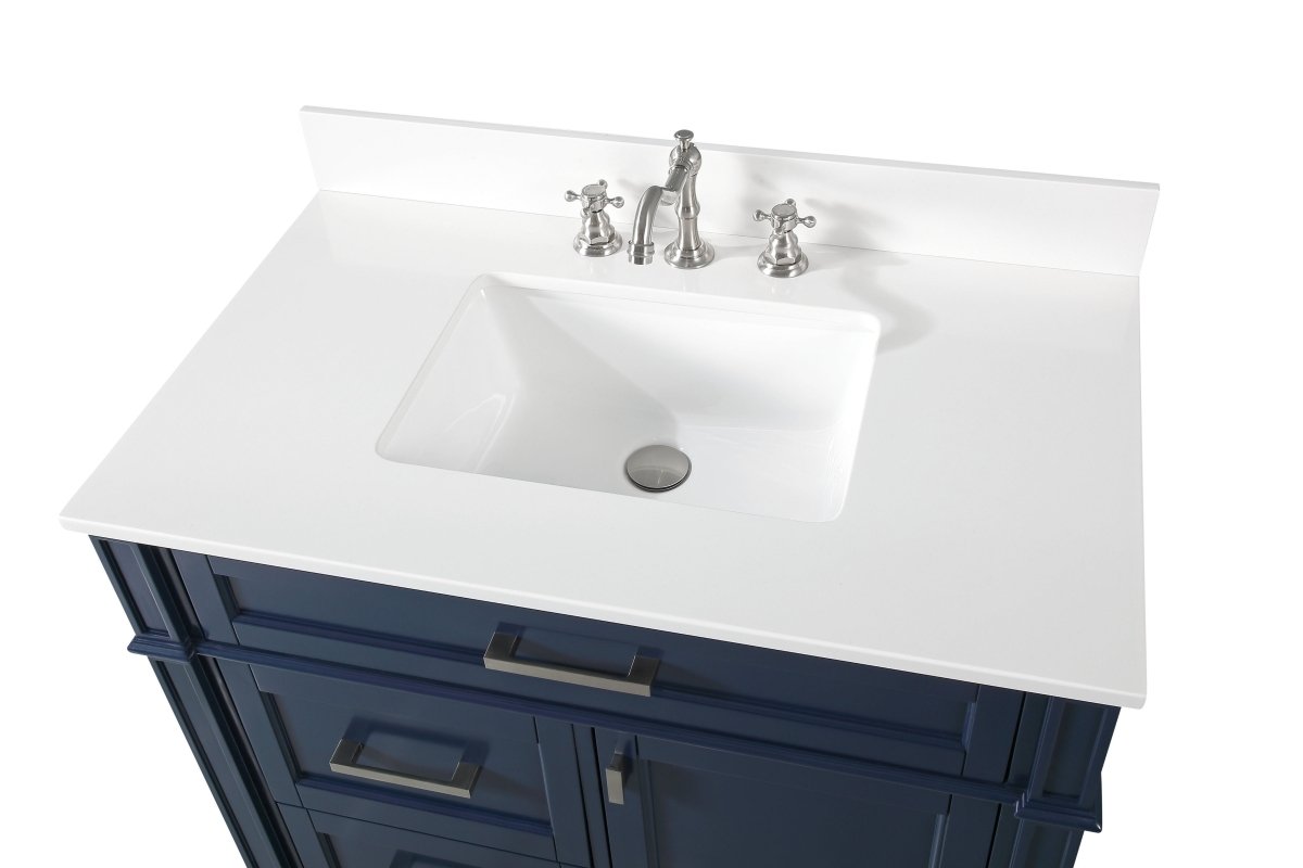 Tennant Brand Durand Modern Navy Blue Bathroom Sink Vanity QT-1808-V36NB - Bentoncollections