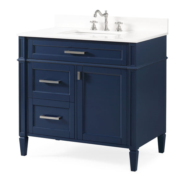 Tennant Brand Durand Modern Navy Blue Bathroom Sink Vanity QT-1808-V36NB - Bentoncollections