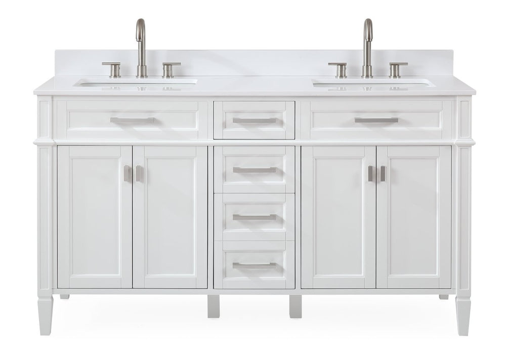 Durand Modern White Double Sink Bathroom Vanity
